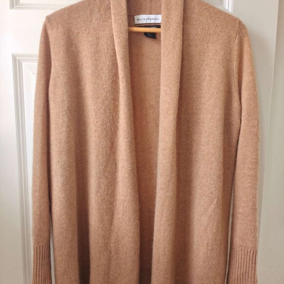 NEW White + Warren Cashmere Trapeze Cardigan Golden Brown - Picture 5 of 7